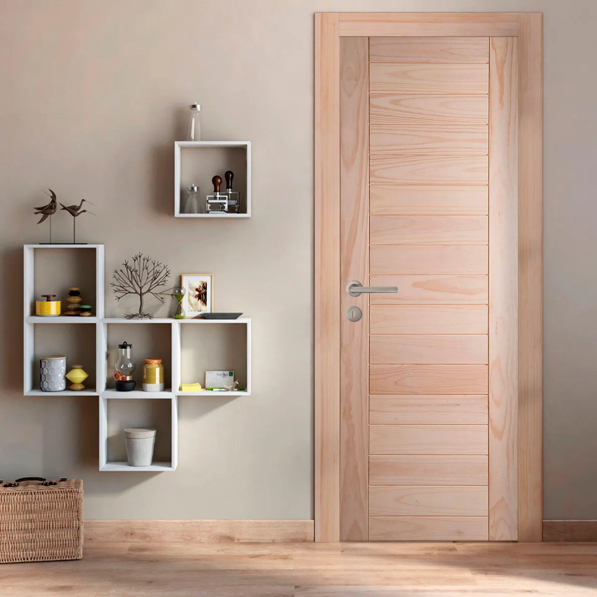 ARES - Puerta Principal de Madera Pino Imperial