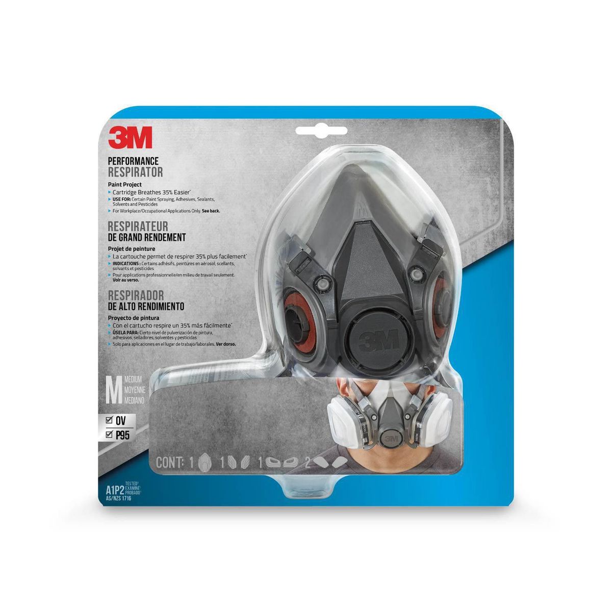 3M - Respirador para Pintura Media Cara 3M Doble Vía 6211