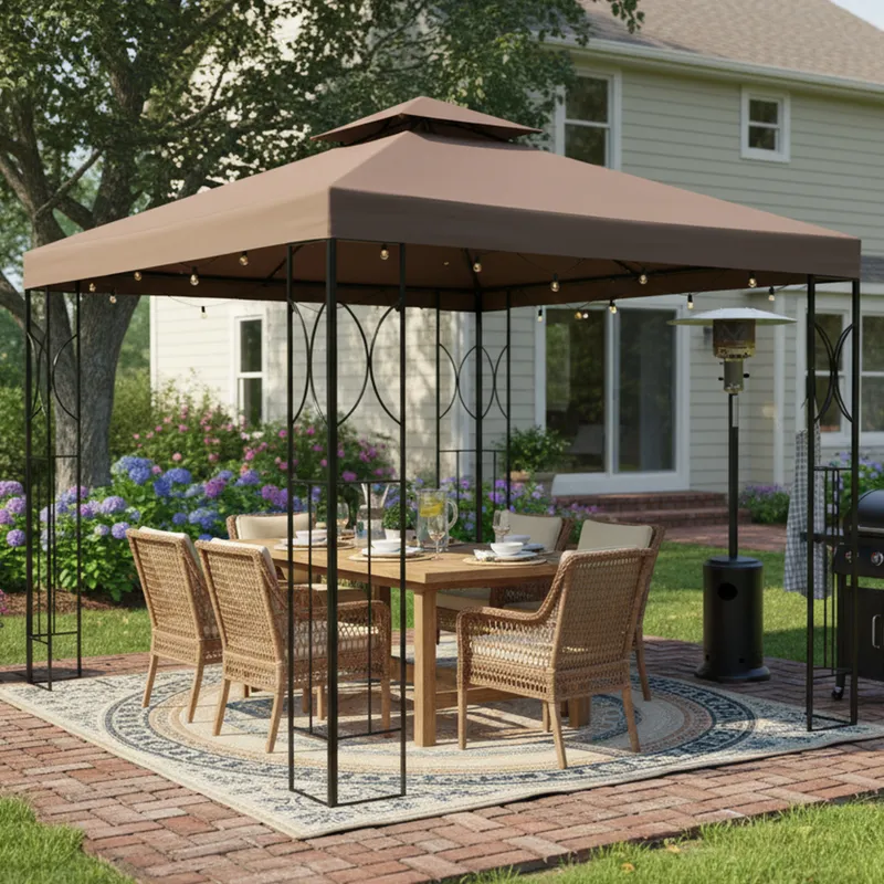 JUST HOME COLLECTION - Pérgola Armable Metal Tabaco 3x3m
