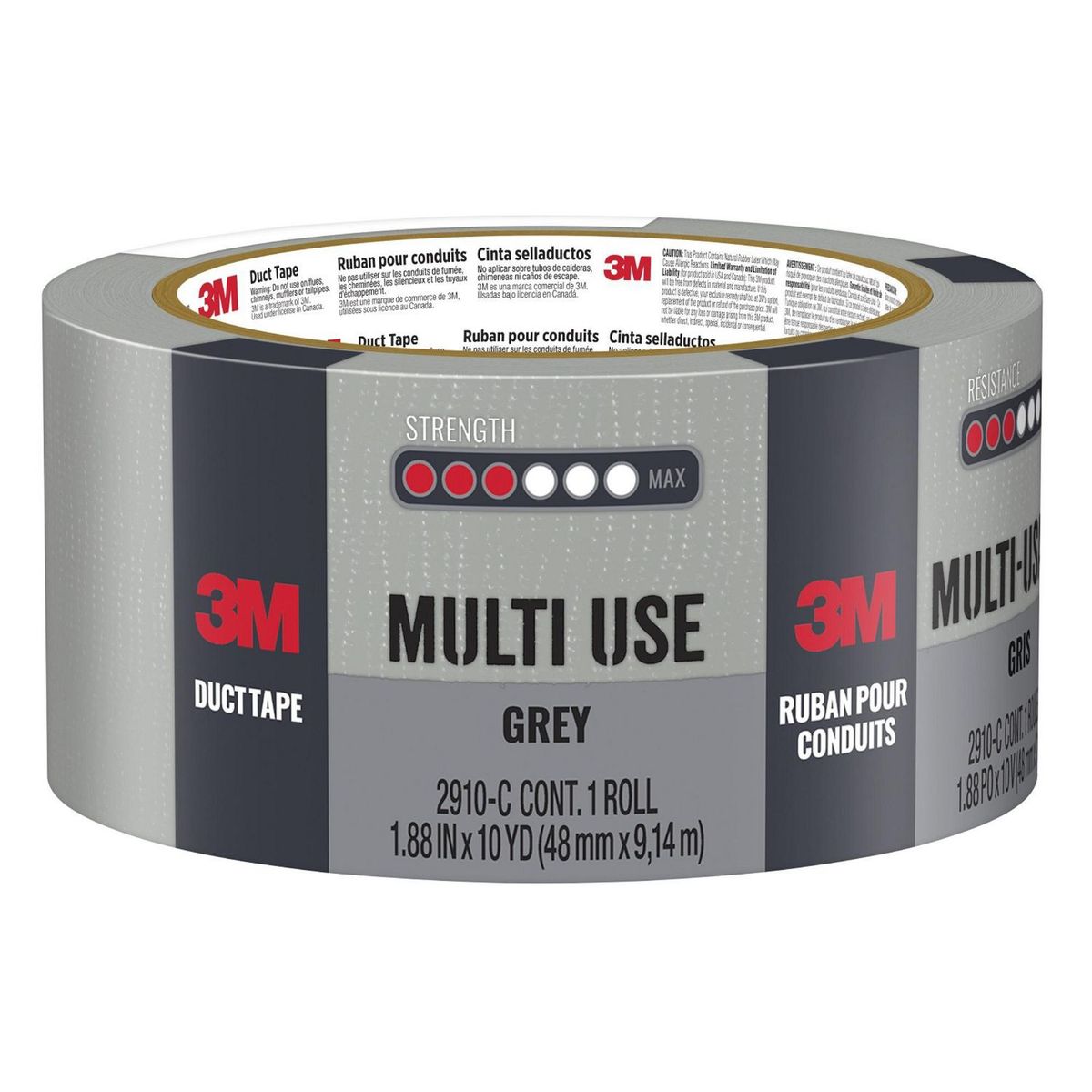 3M - Cinta Adhesiva Duct Tape Multiusos Gris1.88 x 10 yd.