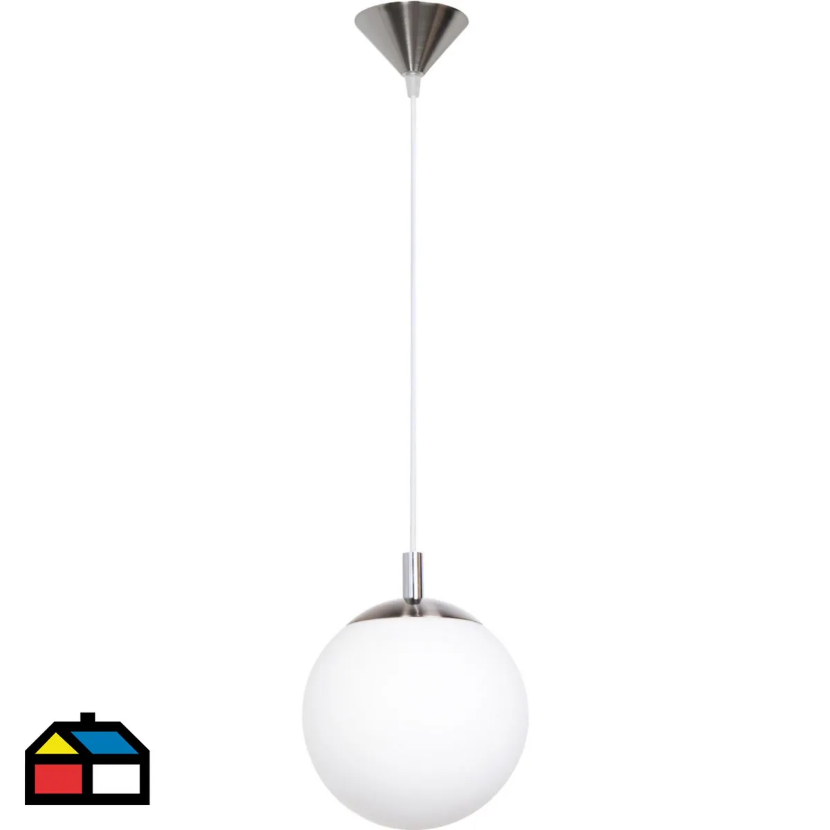 CASA BONITA - Lámpara Colgante Rondo 1 Luz Vidrio Blanco 40 W 20 cm