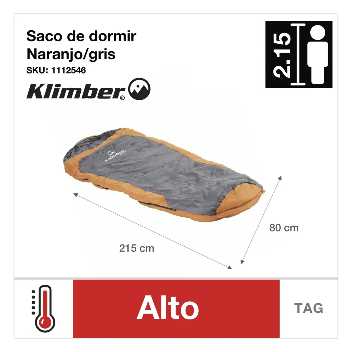 KLIMBER - Bolsa de dormir Momia 215 cm -15°C a 5°C Kamet Terracota
