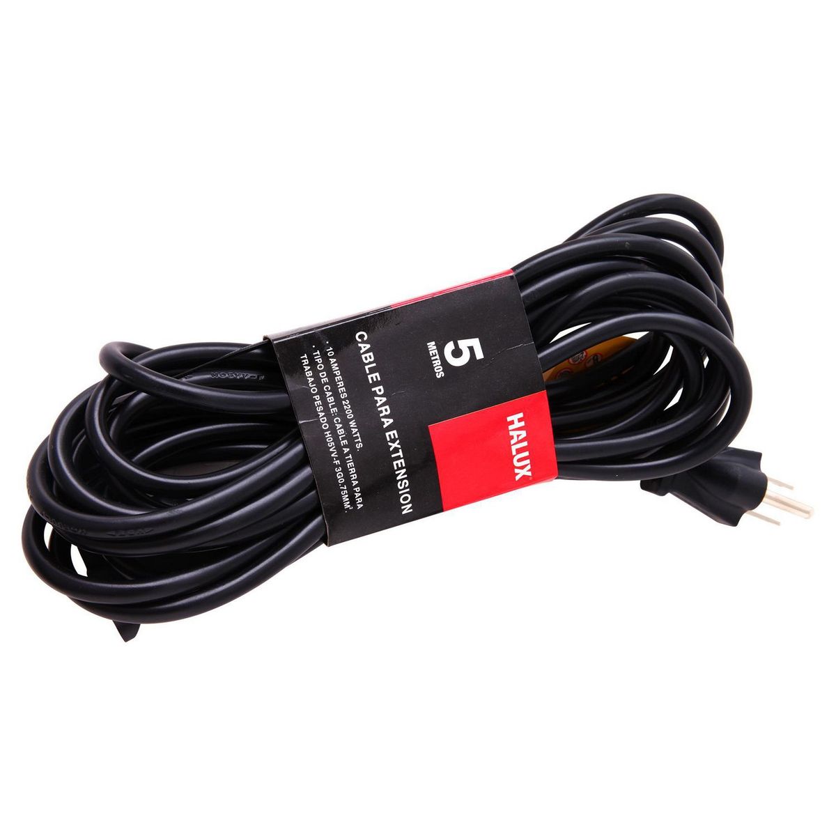 HALUX - Extensión eléctrica 5 Metros 1 Toma Negro