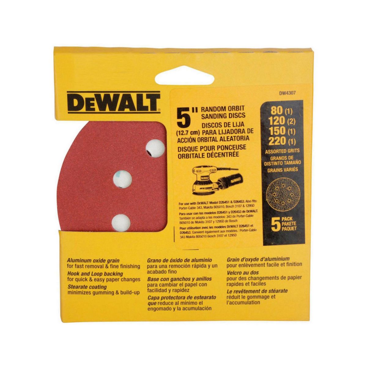 DEWALT - Disco Lija 5" Grano Surtido Pack x 5 Unid.