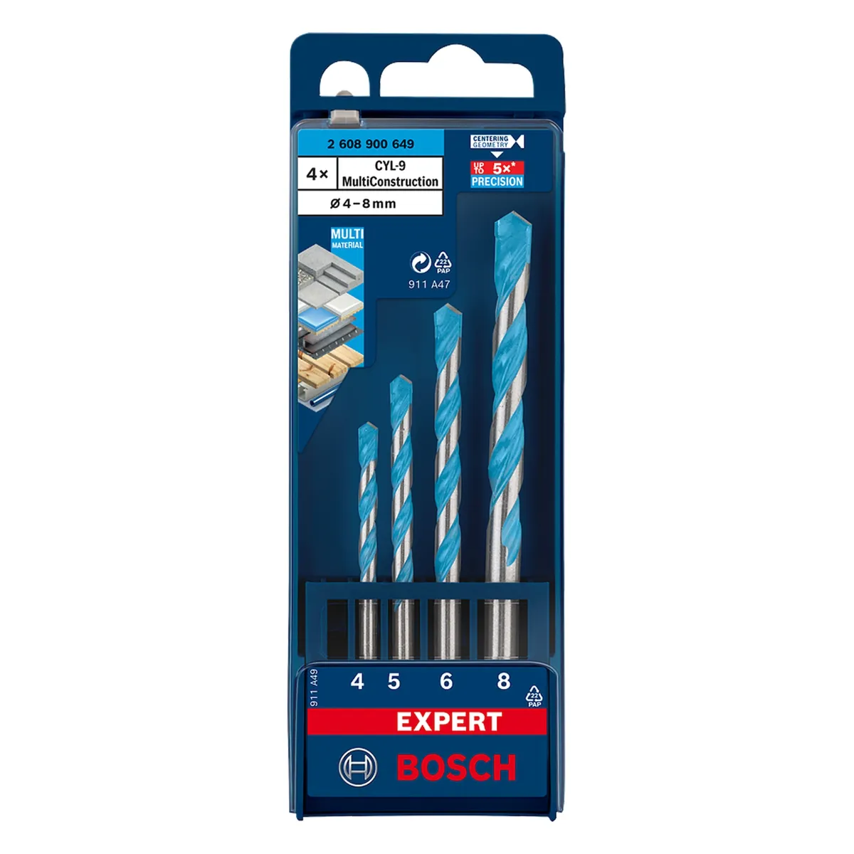 BOSCH - Broca Bosch EXPERT CYL-9 Multiconstruction 4-5-6-8mm 4 unidades