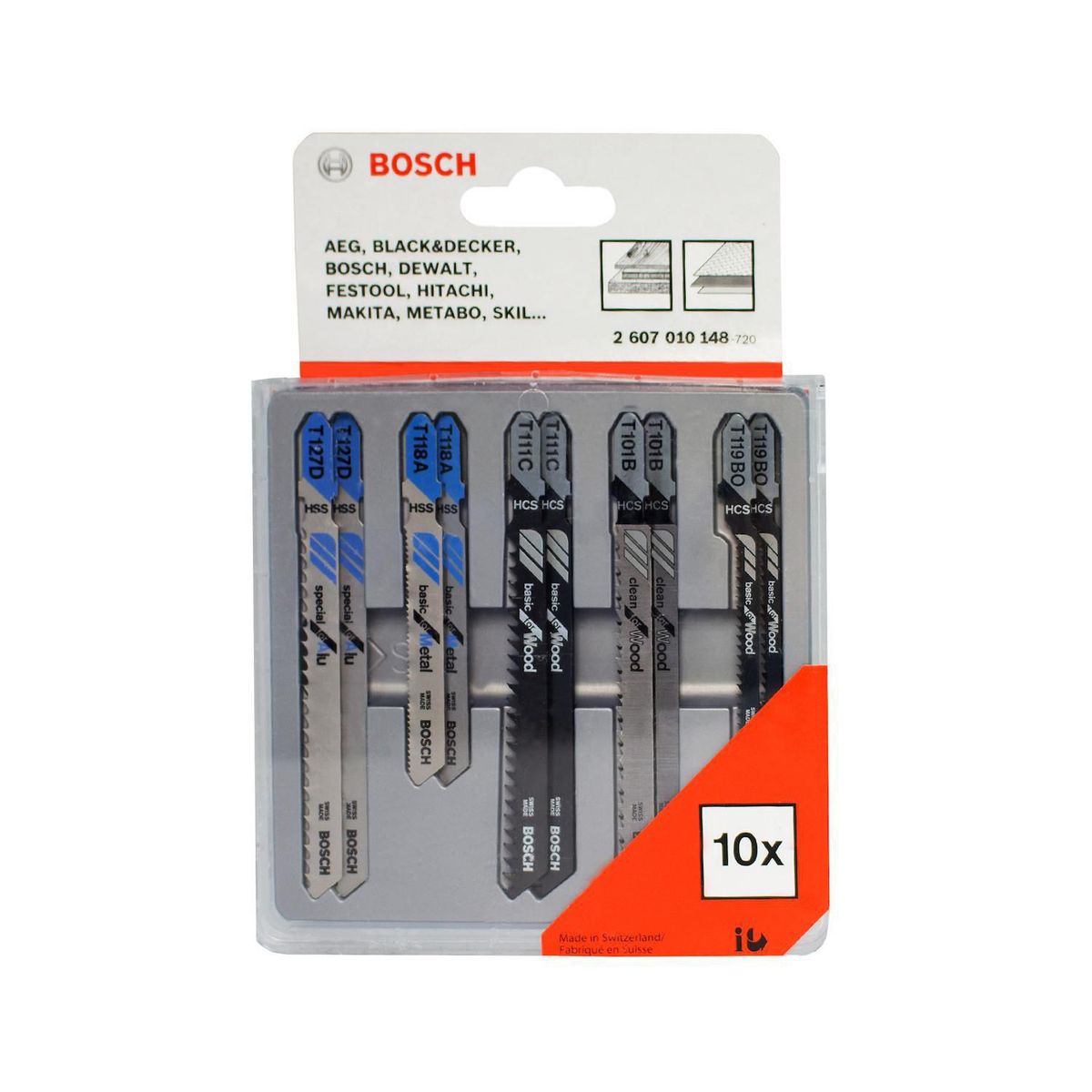 BOSCH - Set de 10 unidades de Hojas de Calar con encastre T Bosch