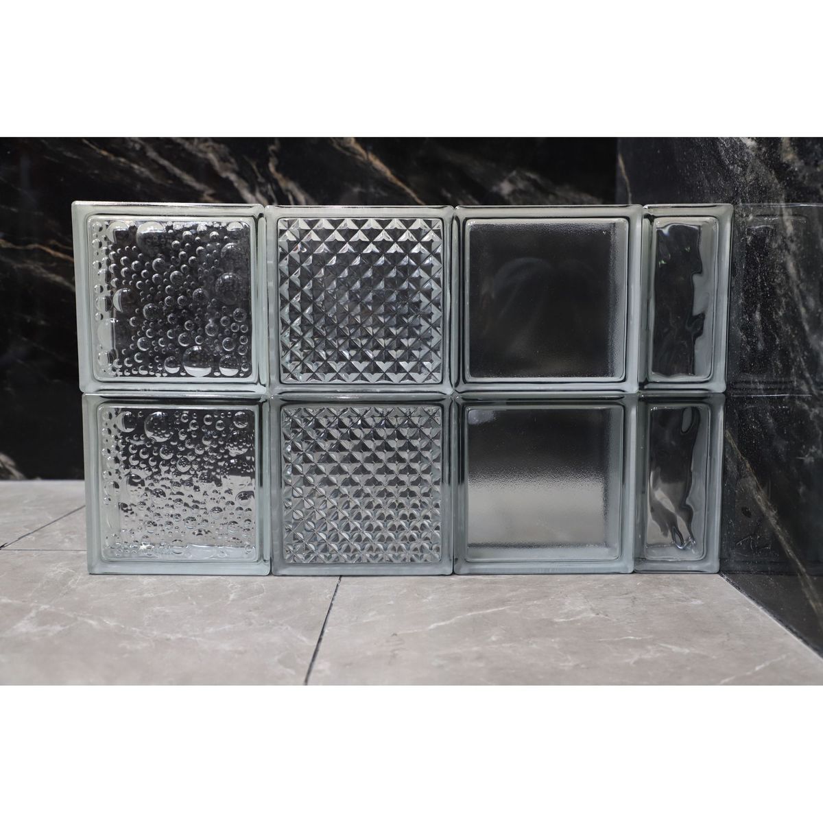 HOLZTEK - Medio Bloque de Vidrio Olas 19 x 9 cm