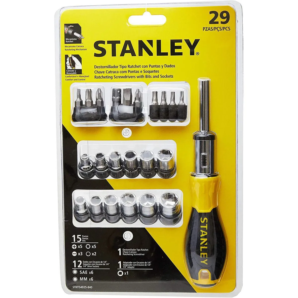 STANLEY - Juego Destornillador, Dados y Puntas Stanley 29 Piezas