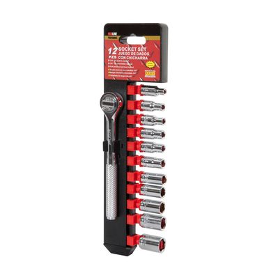 Set Ratchet Redline 6-12 mm Cromo Al Vanadio 12 piezas + Copas
