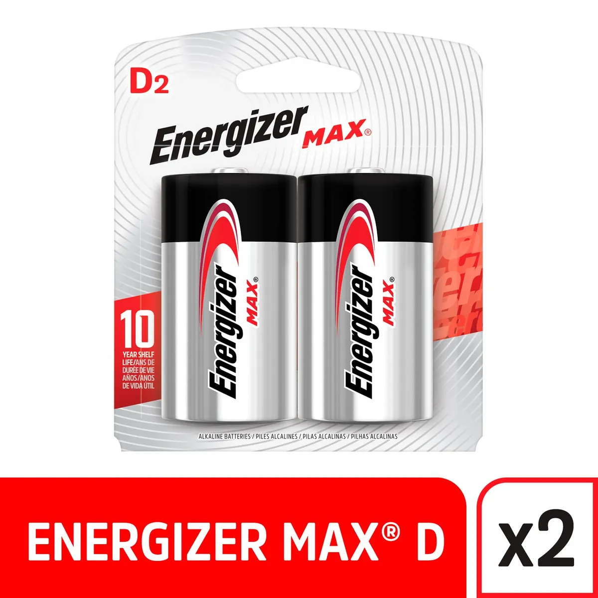 ENERGIZER - Pack de 2 Pilas Alcalinas Energizer Tipo D 1.5V