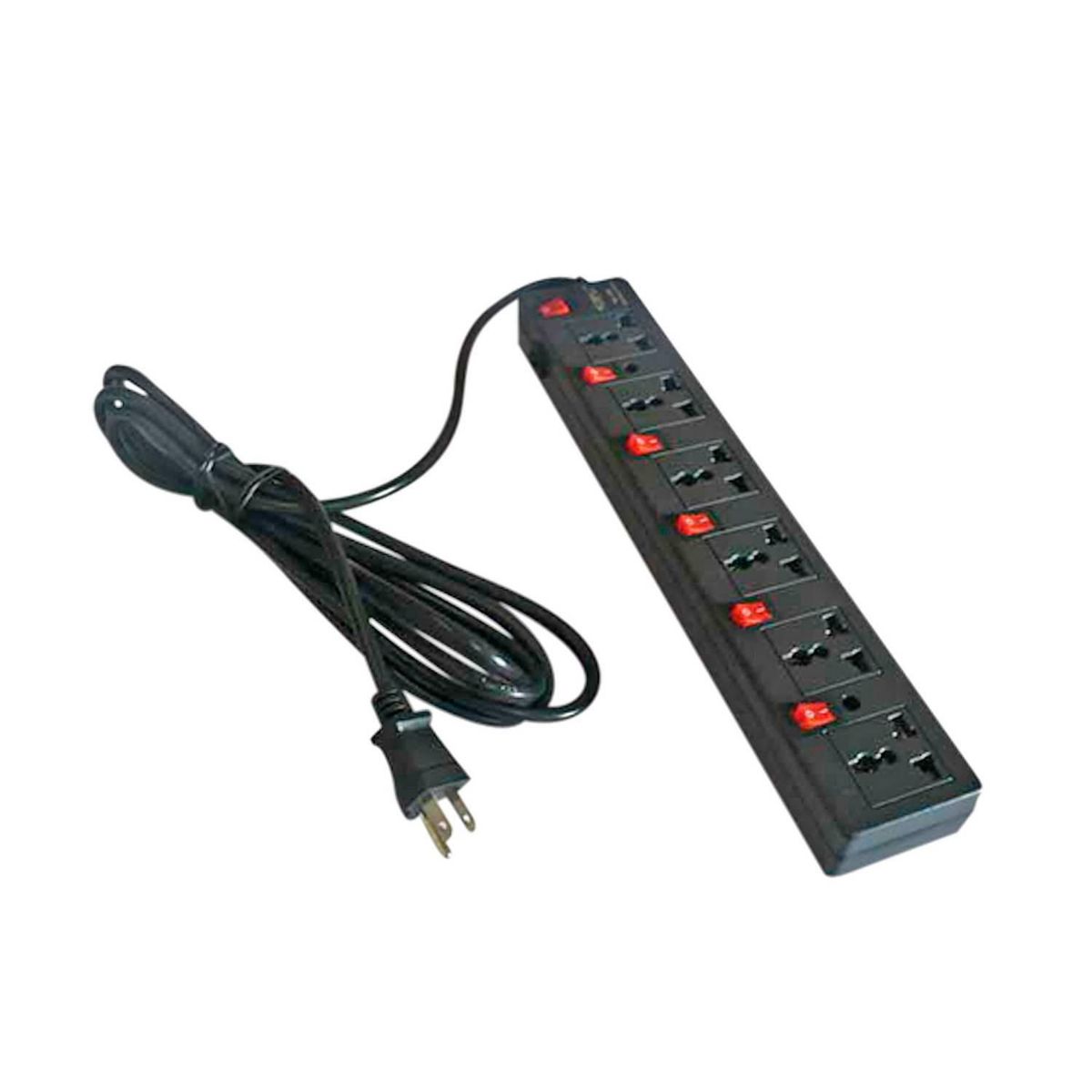 HALUX - Extensión 6 Tomas Universal + Tierra 3 Metros Negro