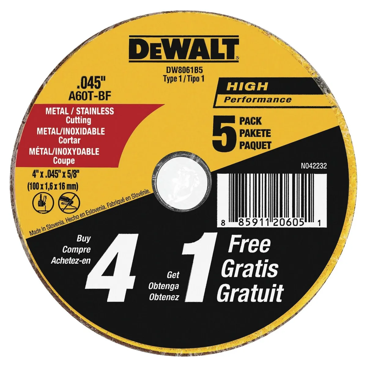 DEWALT - Disco para Corte 4.5"Metal 1/8" Dewalt