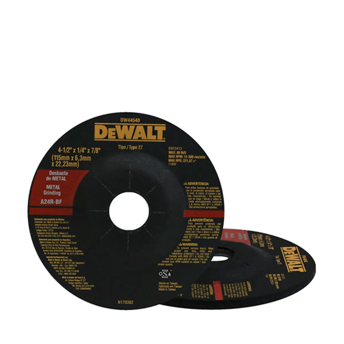 DEWALT - Disco Abrasivo Desbaste 4 1/2" Metal 1/4" Dewalt