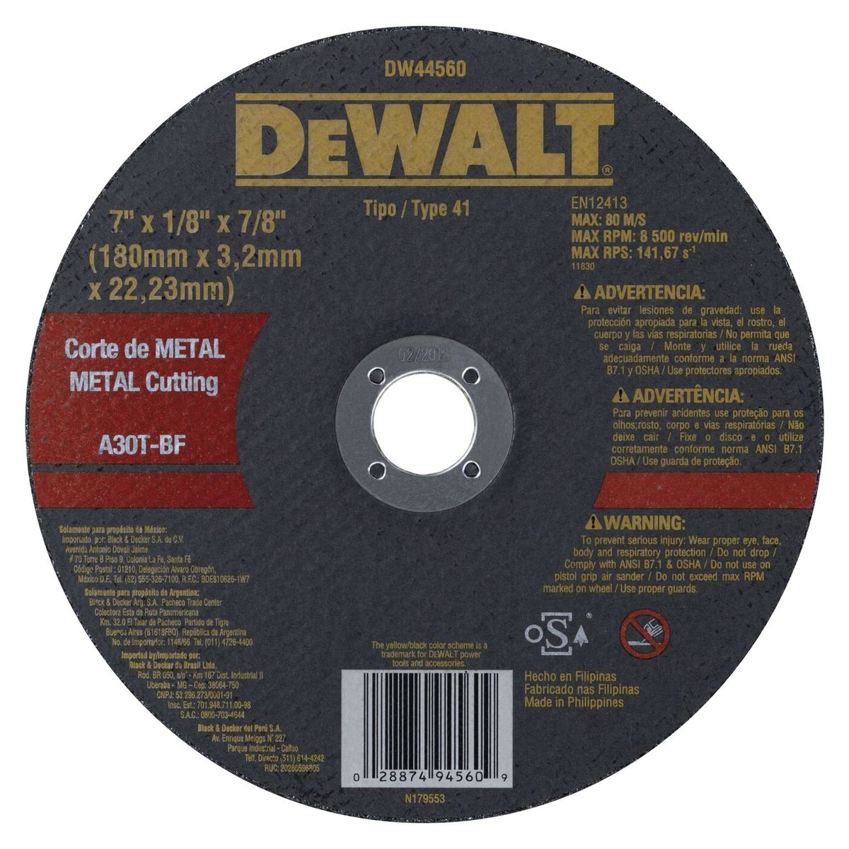 DEWALT - Disco para Corte 7" Metal 1/8" Dewalt