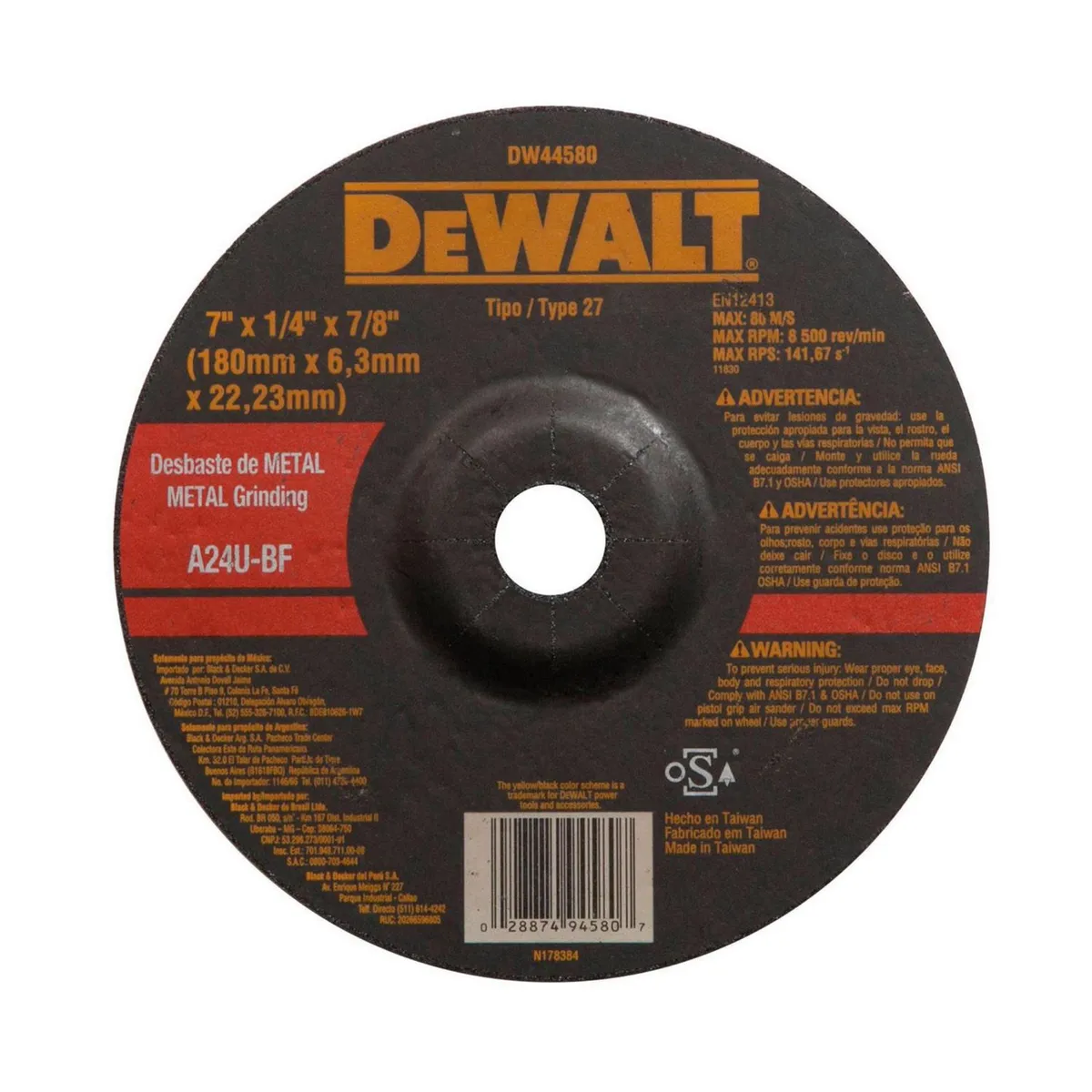 DEWALT - Disco Abrasivo Desbaste B7 metal 1/4" Dewalt