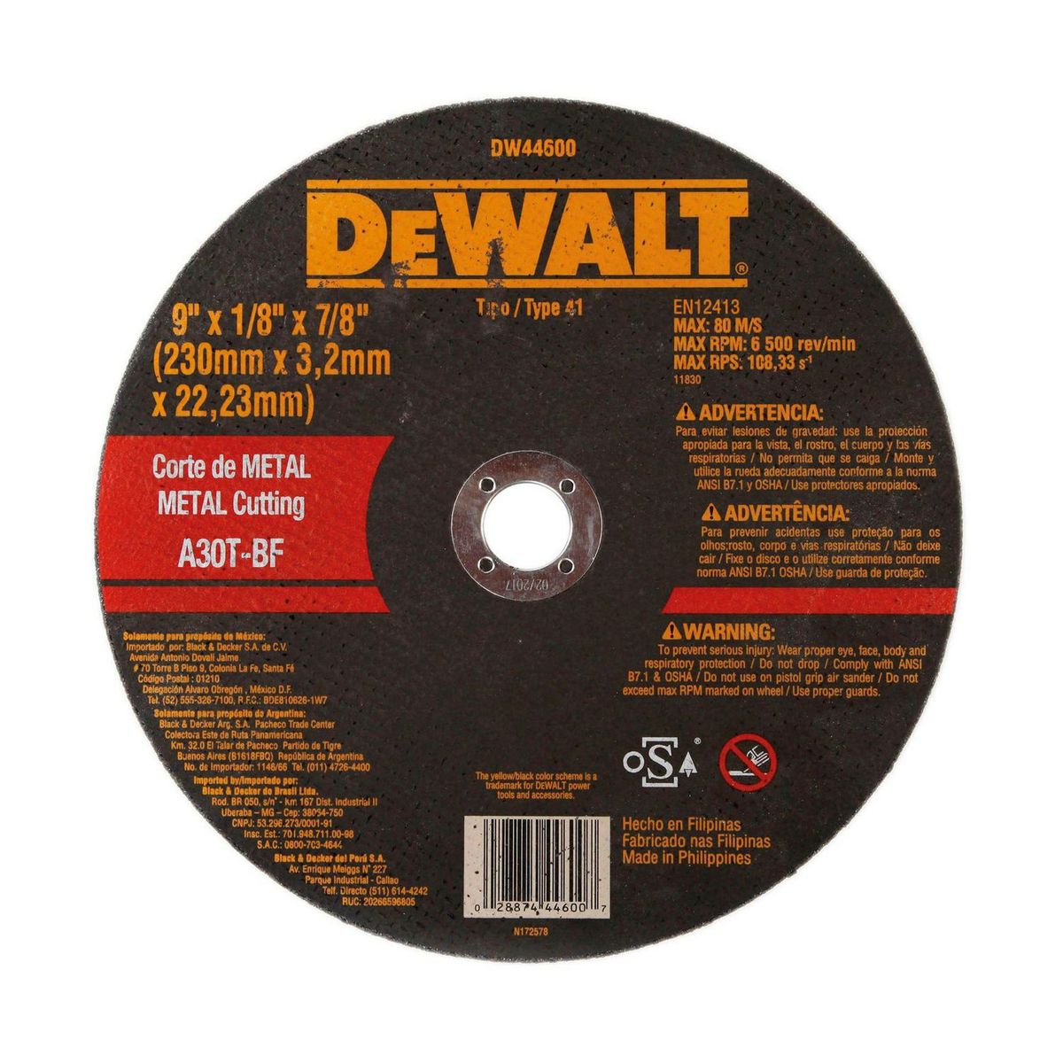 DEWALT - Disco de Corte multiuso 9 x 3 mm Dewalt