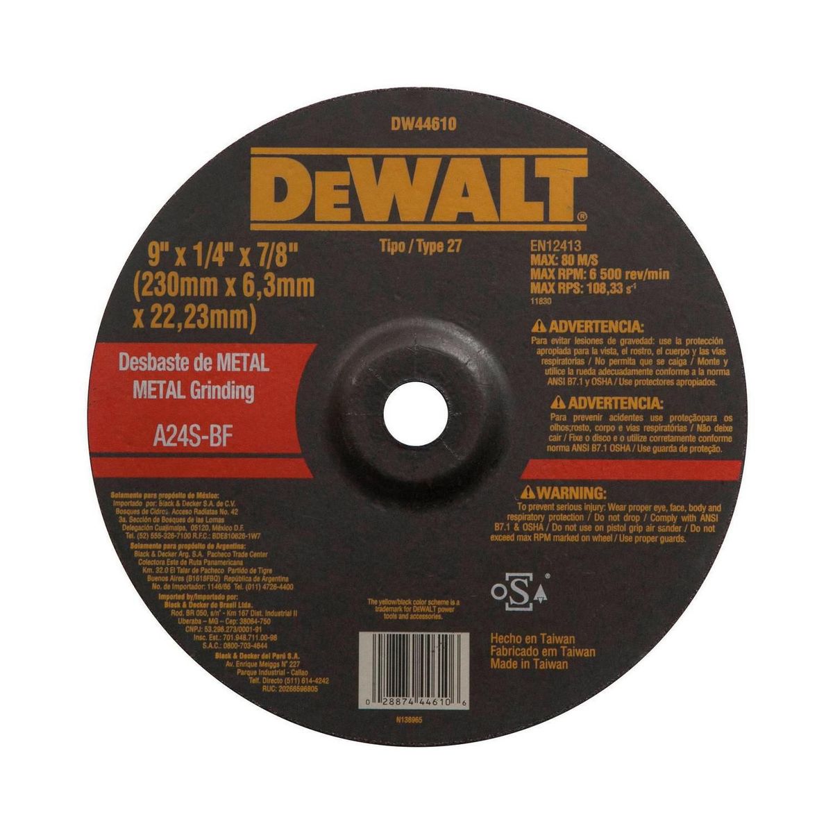 DEWALT - Disco Desbaste 9 Metal 1/4"