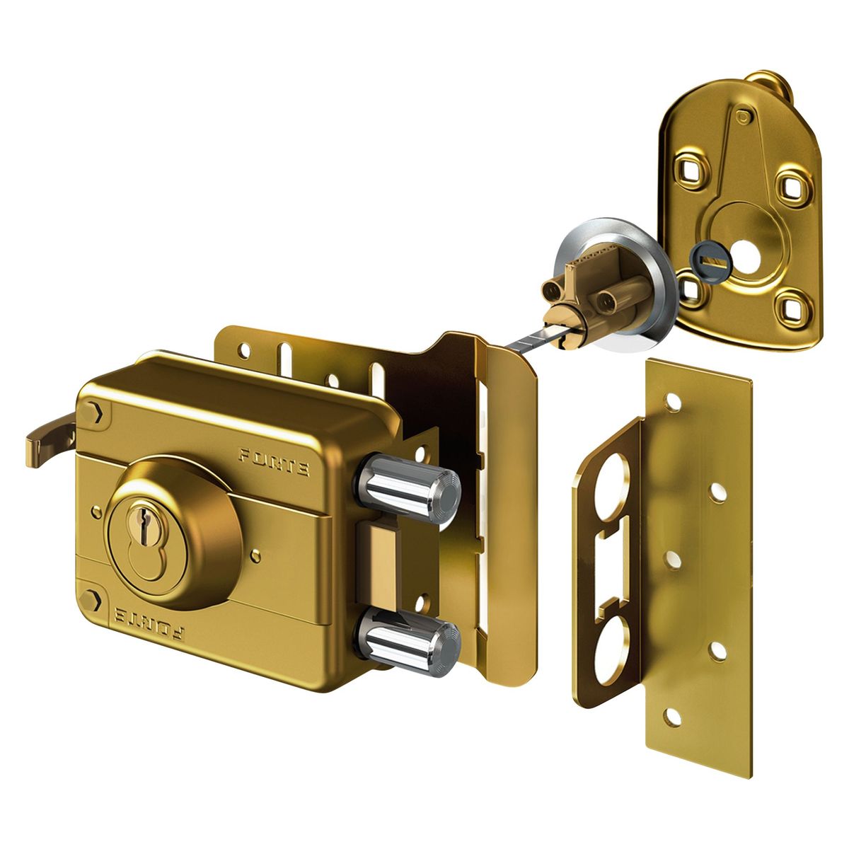 FORTE - Cerradura de Sobreponer Blindada 840 Dorado