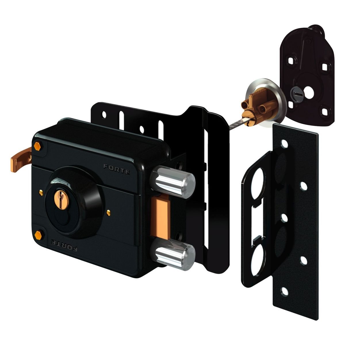 FORTE - Cerradura de Sobreponer Blindada 840 Negro Forte