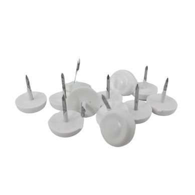 Pads de Plstico Deslizantes con Clavo Blanco 18 mm. x 12 unid.