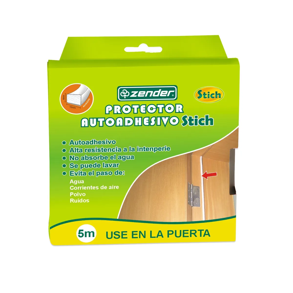 ZENDER - Burlete Adhesivo de Vinilo 10x5 mm. Marrón