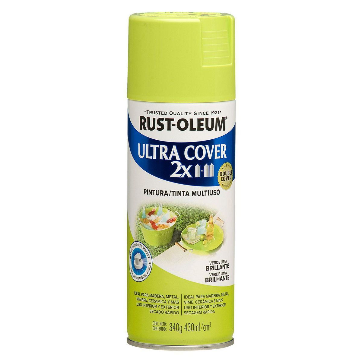 RUST OLEUM - Aerosol Multiusos Ultra Cover 2x Verde Lima Brill 340 Gr
