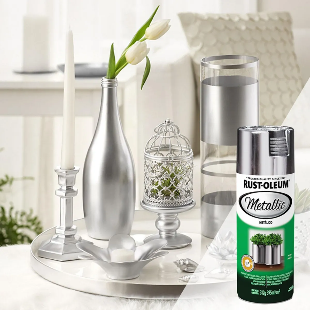 RUST OLEUM - Aerosol Metálico Plata Brillante 312 Gr.