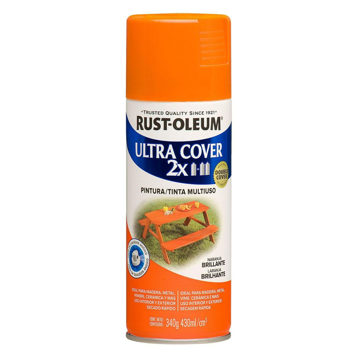 Aerosol Multiusos Ultra Cover 2x Naranja Brillante 340 Gr, marca RUST OLEUM - Foto Principal
