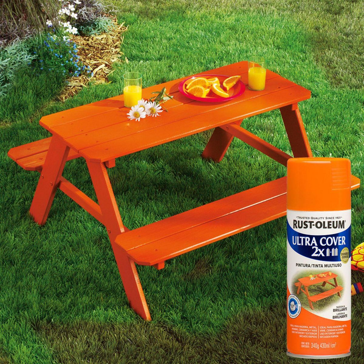 Aerosol Multiusos Ultra Cover 2x Naranja Brillante 340 Gr, marca RUST OLEUM - Foto 2