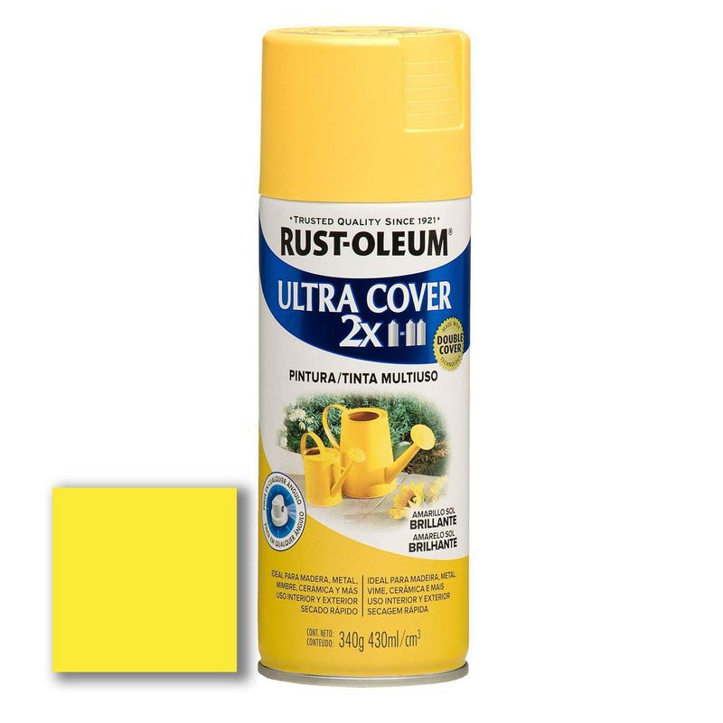RUST OLEUM - Aerosol Multiusos Ultra Cover 2x Amarillo Sol Brillante 340 Gr