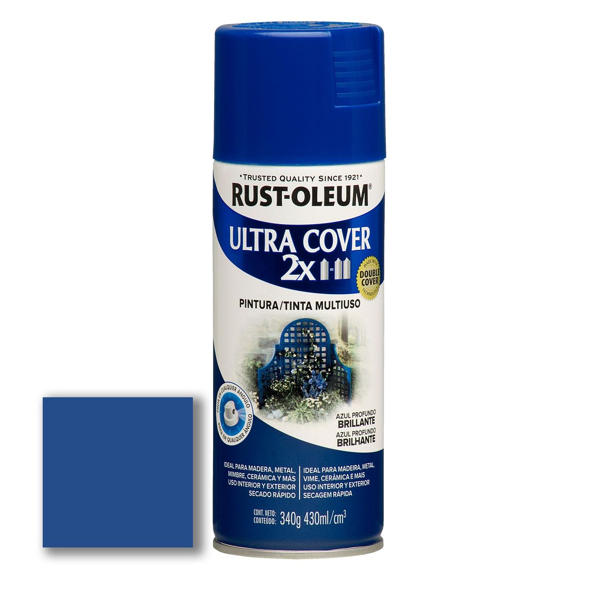 RUST OLEUM - Aerosol Multiusos Ultra Cover 2x Azul Profundo Brillante 340Gr