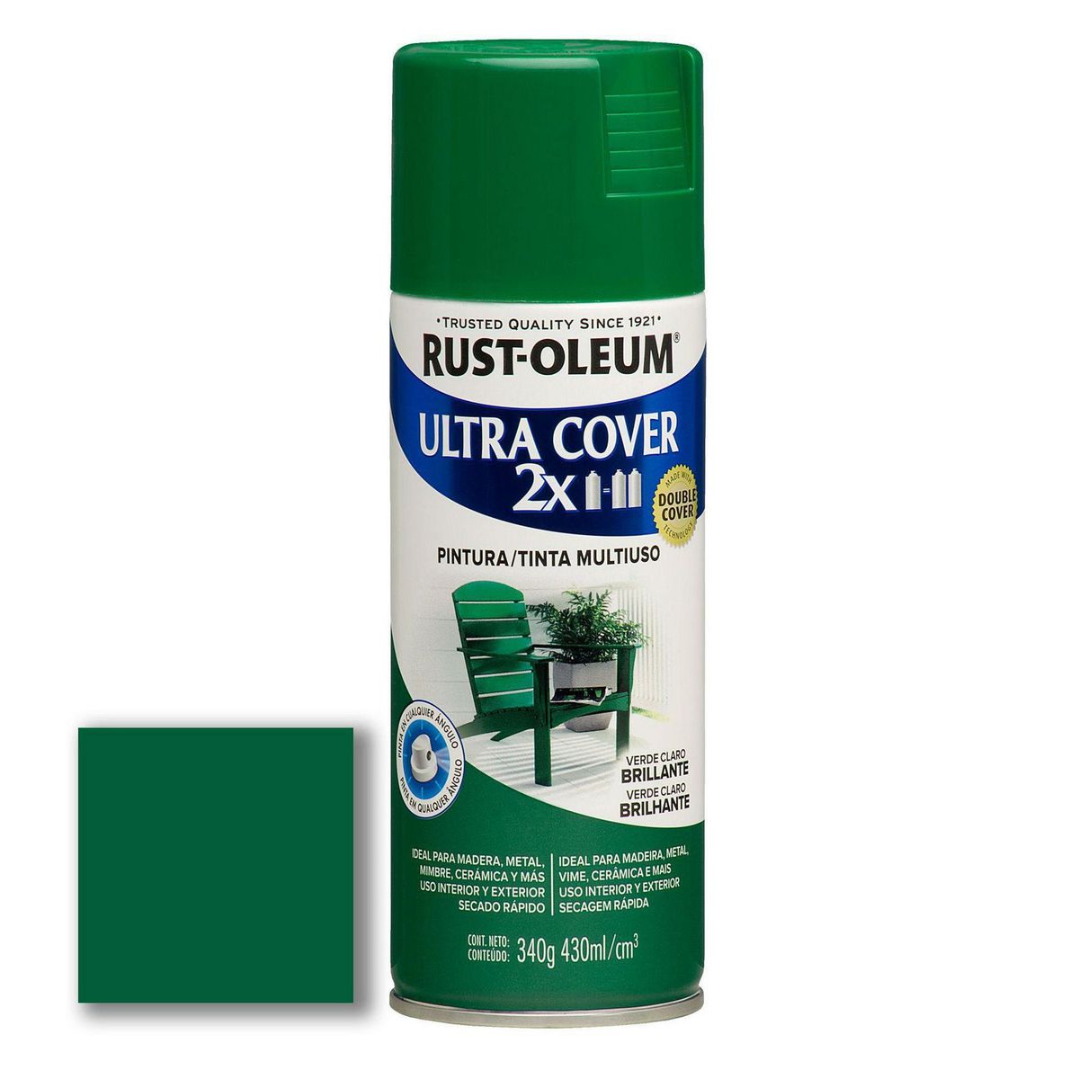 RUST OLEUM - Aerosol Multiusos Ultra Cover 2x Verde Claro Brill 340 Gr