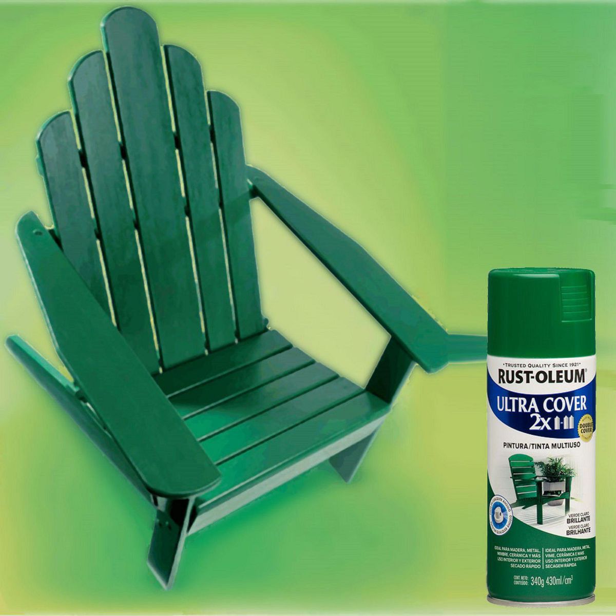 RUST OLEUM - Aerosol Multiusos Ultra Cover 2x Verde Claro Brill 340 Gr