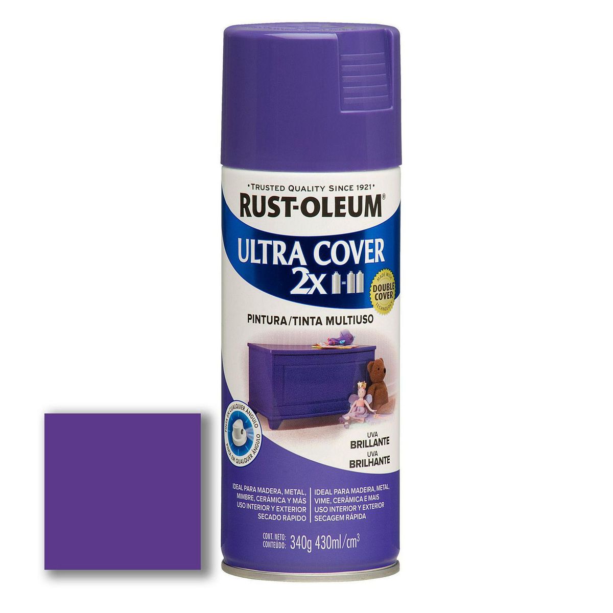 RUST OLEUM - Aerosol Multiusos Ultra Cover 2x Uva Brillante 340 Gr