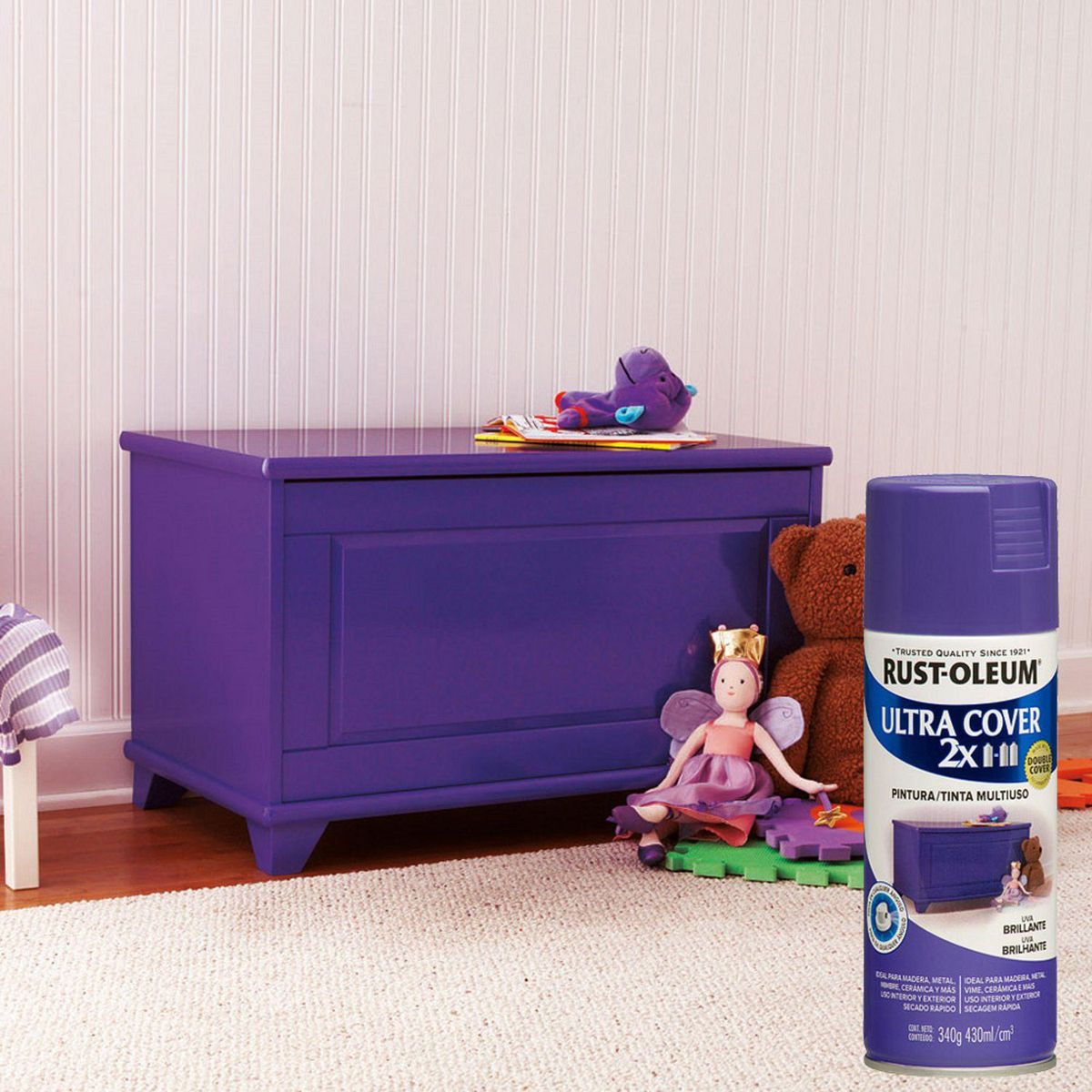 RUST OLEUM - Aerosol Multiusos Ultra Cover 2x Uva Brillante 340 Gr