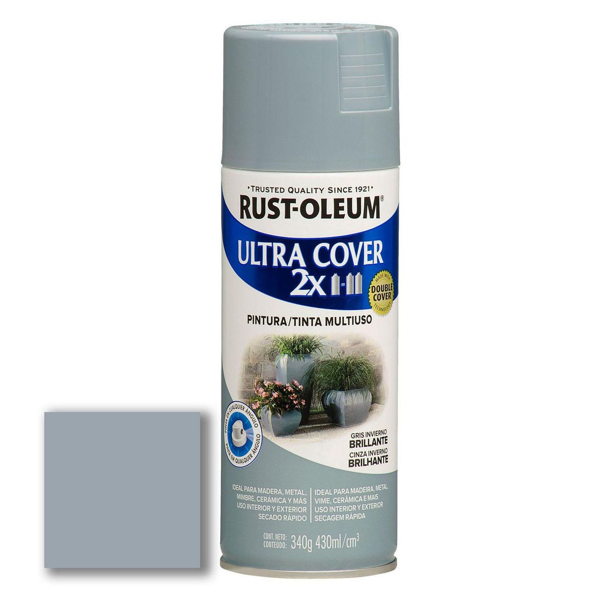 Aerosol Multiusos Ultra Cover 2x Gris Invierno Brillante 340Gr, marca RUST OLEUM - Foto Principal