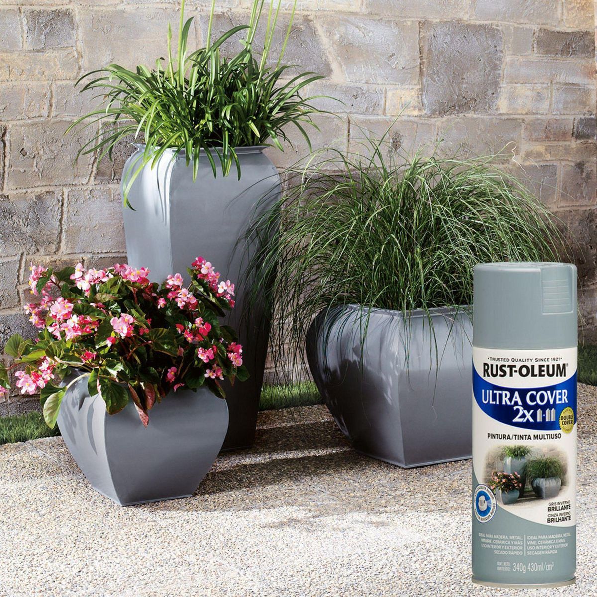 Aerosol Multiusos Ultra Cover 2x Gris Invierno Brillante 340Gr, marca RUST OLEUM - Foto 2