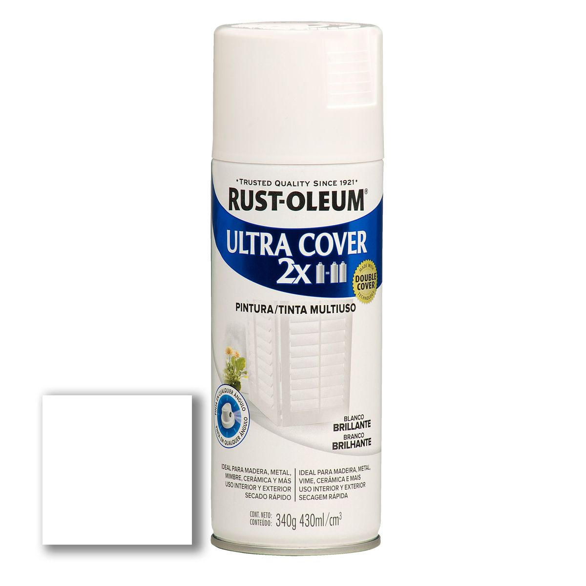 RUST OLEUM - Aerosol Multiusos Ultra Cover 2x Blanco Brillante 340 Gr