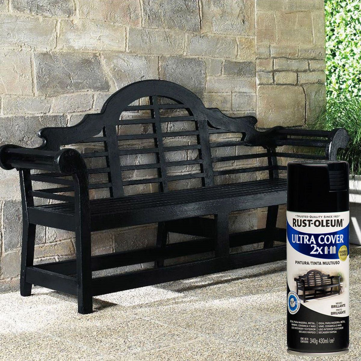 Aerosol Multiusos Ultra Cover 2x Negro Brillante 340 Gr, marca RUST OLEUM - Foto 2