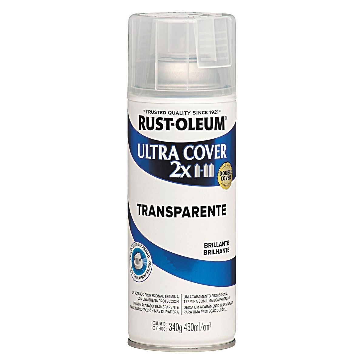 RUST OLEUM - Aerosol Multiusos Ultra Cover 2x Transparente Brillante 340 Gr