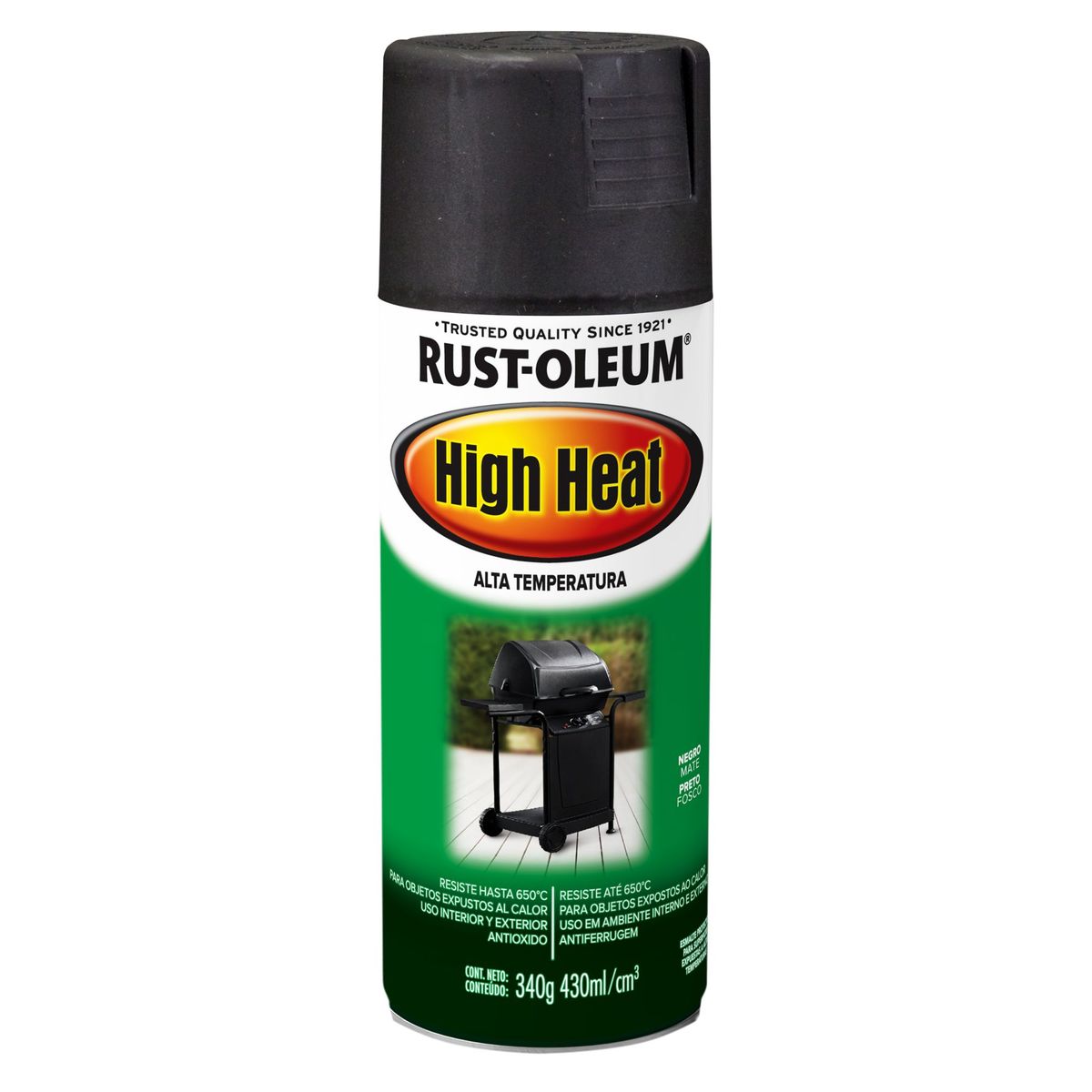 RUST OLEUM - Aerosol Alta Temperatura Negro Mate 340 Gr.