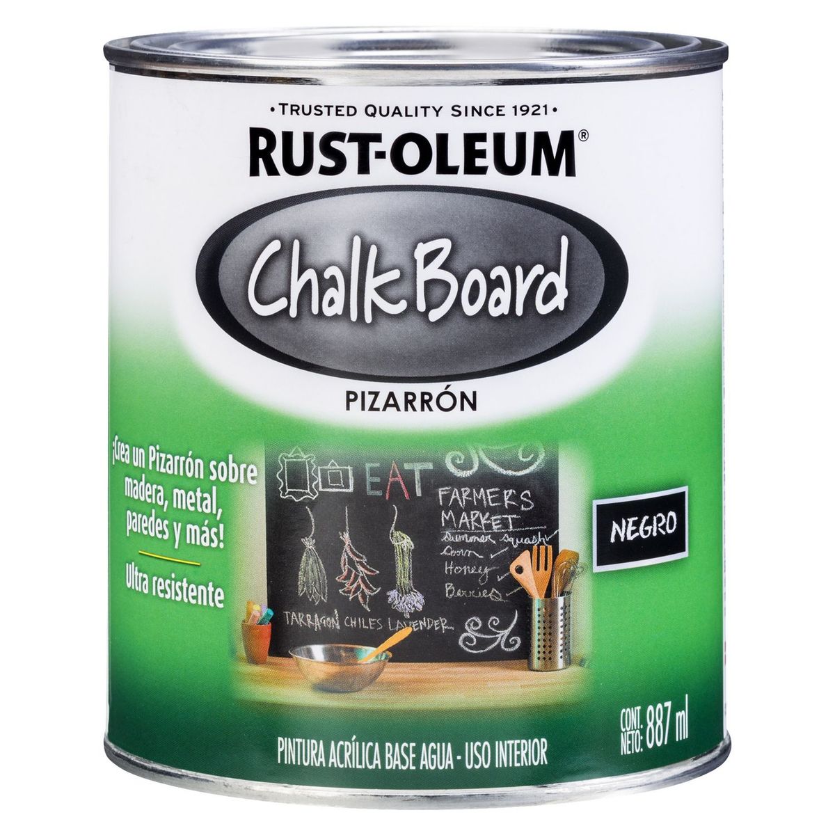 RUST OLEUM - Pintura Pizarra Negro Mate 1/4gl