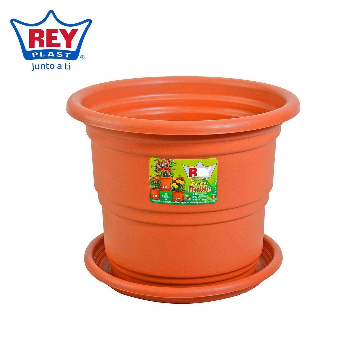 REYPLAST - Maceta Roble con Base N2 Naranja 28.5x23x
