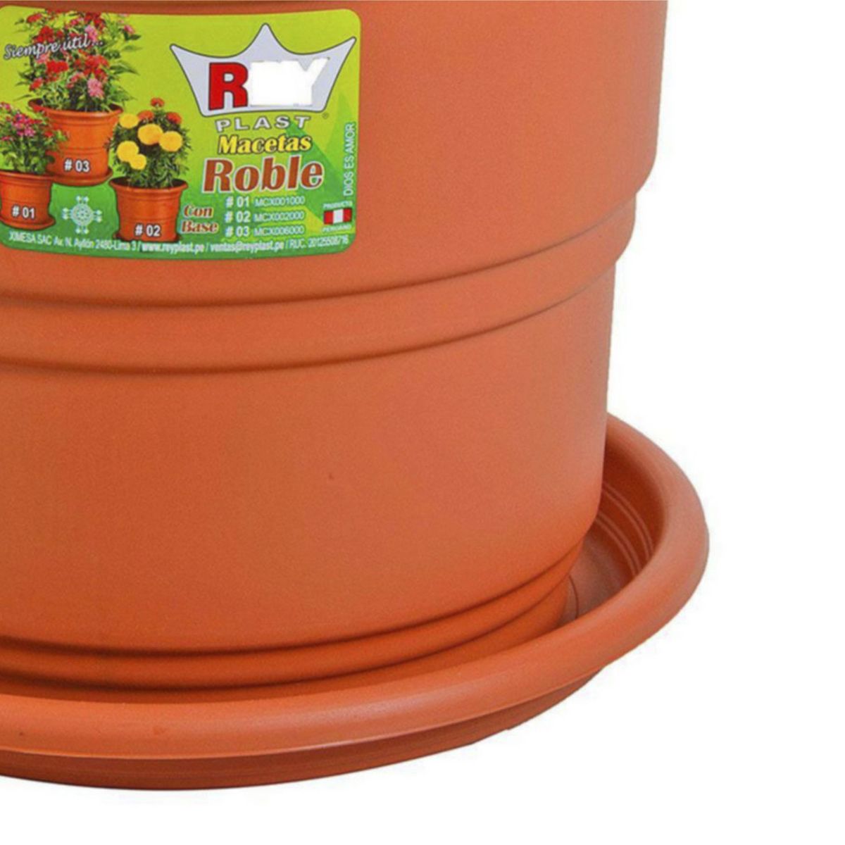 REYPLAST - Maceta Roble con Base N2 Naranja 28.5x23x