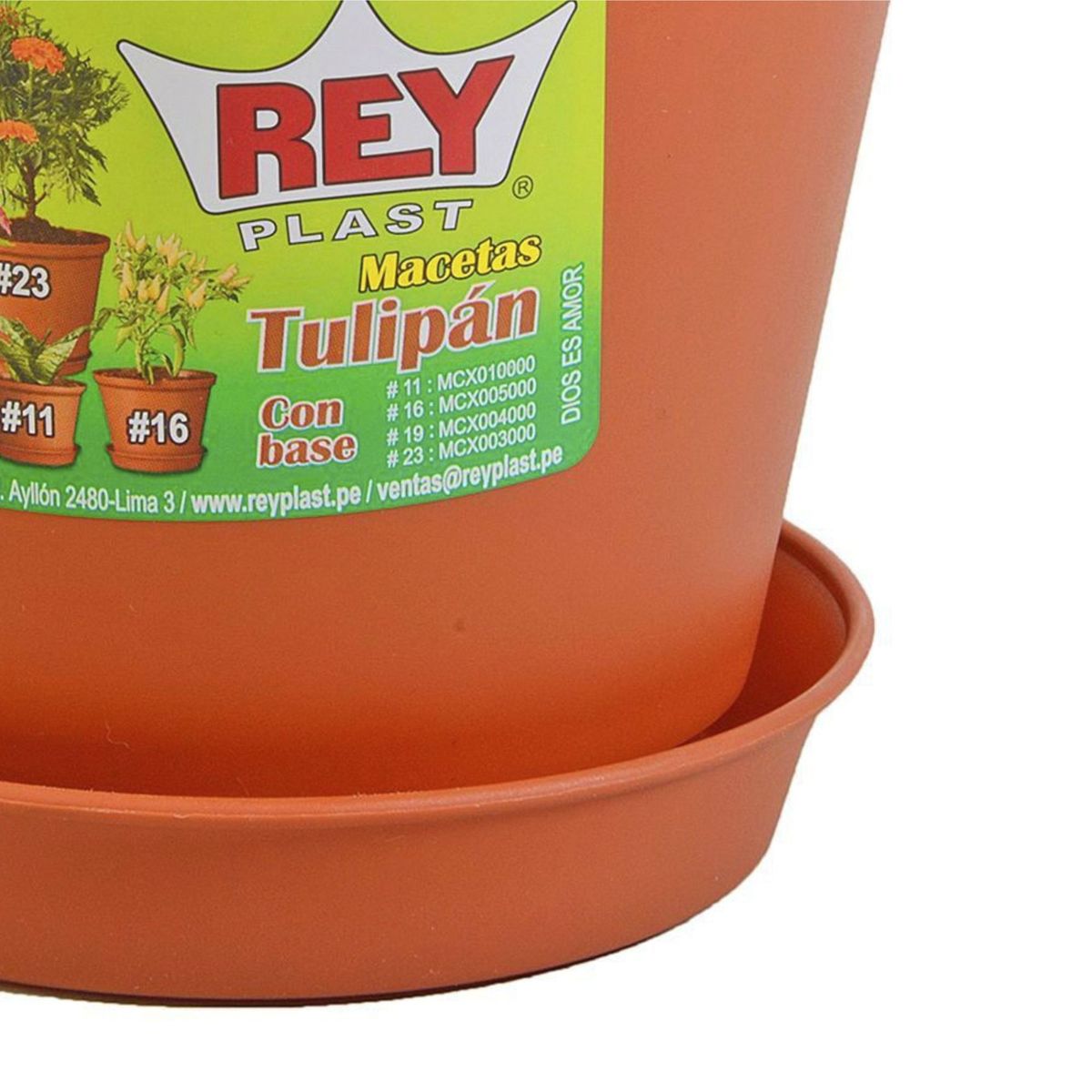 REYPLAST - Maceta Tulipan con Base N16 Naranja 15.5x13x