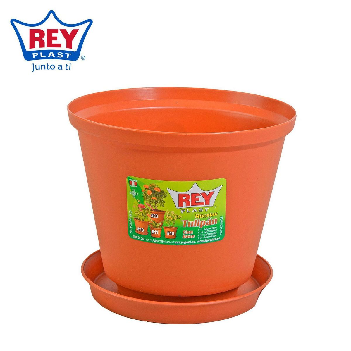 REYPLAST - Maceta Tulipan con Base N19 Marrón 19x15.9x