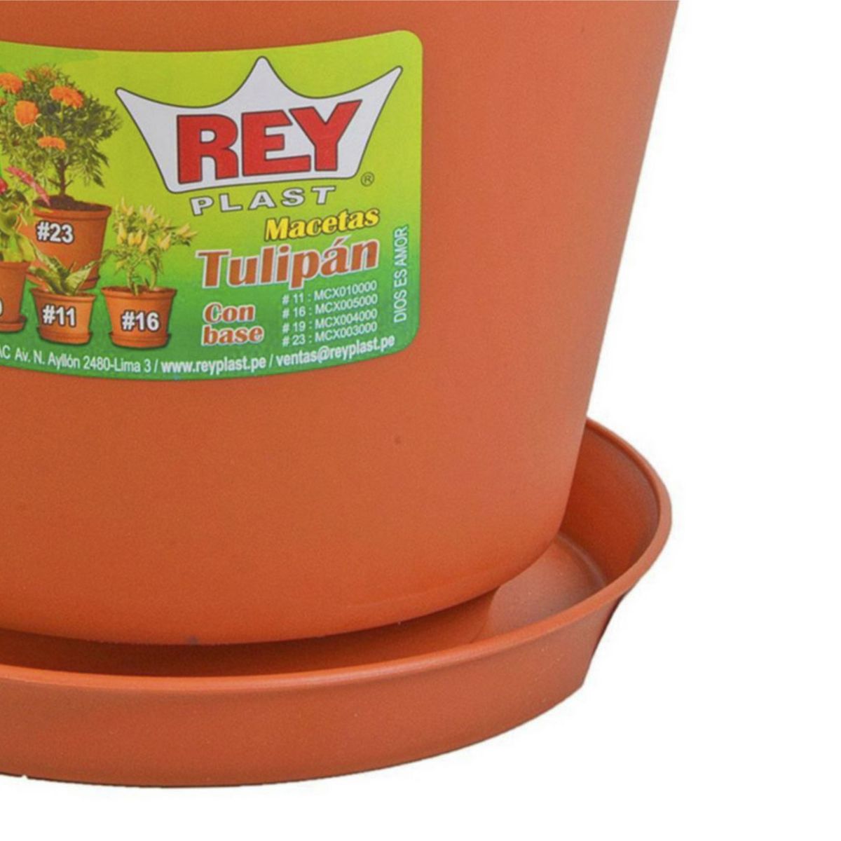 REYPLAST - Maceta Tulipan con Base N19 Marrón 19x15.9x
