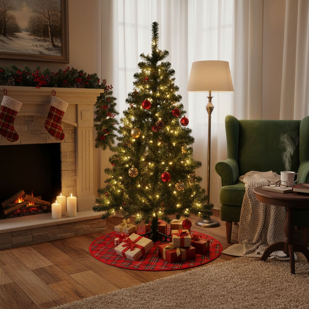 DEAR SANTA - Árbol de Navidad 120cm 141 Ramas Canadiense Verde