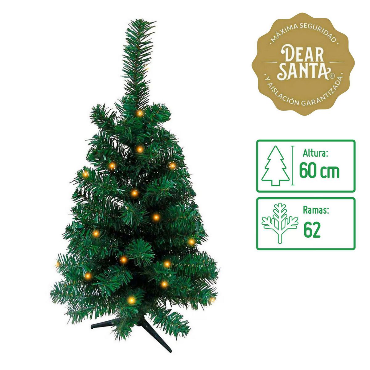 DEAR SANTA - Árbol de Navidad 60cm 62 Ramas Sobremesa