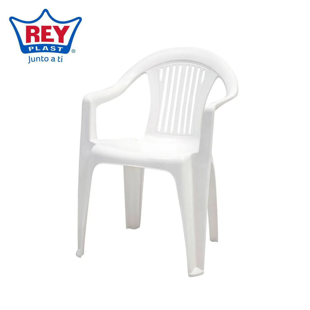 REYPLAST - Silla de Plástico Barcelona con Brazos Blanca